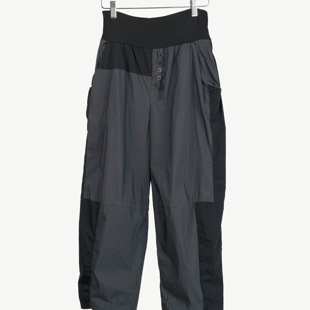 Art Point Grey & Black Cotton Patchwork Cropped Pants